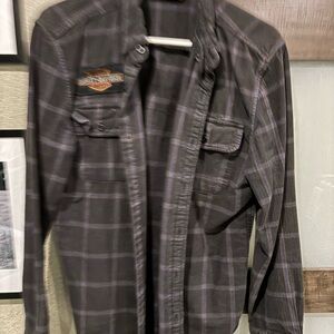 Harley-Davidson Black and Gray Plaid Shirt